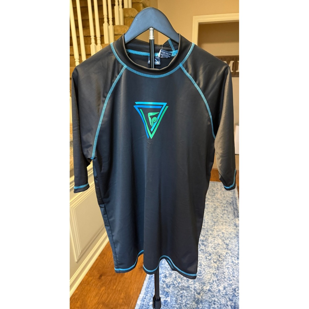 Kanu Surf Mens Seaweeds Rashguard Black UPF 50+ Short Sleeve Swim Shirt XL 8477